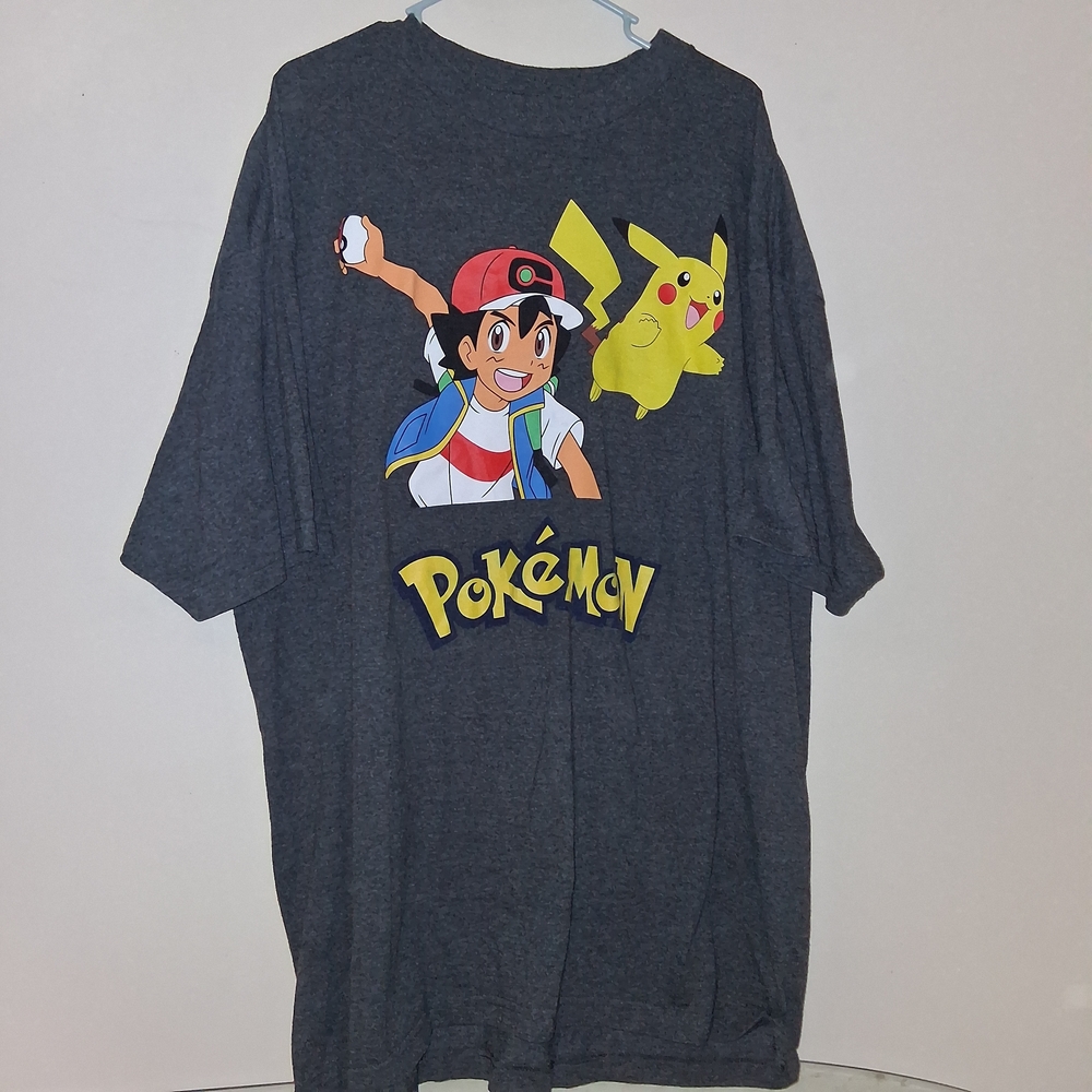 Men's 3XL Pokemon T-shirt Ash Pikachu 2022 Grey NWOT
